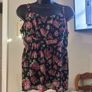 Torrid Black Floral Sleeveless Top